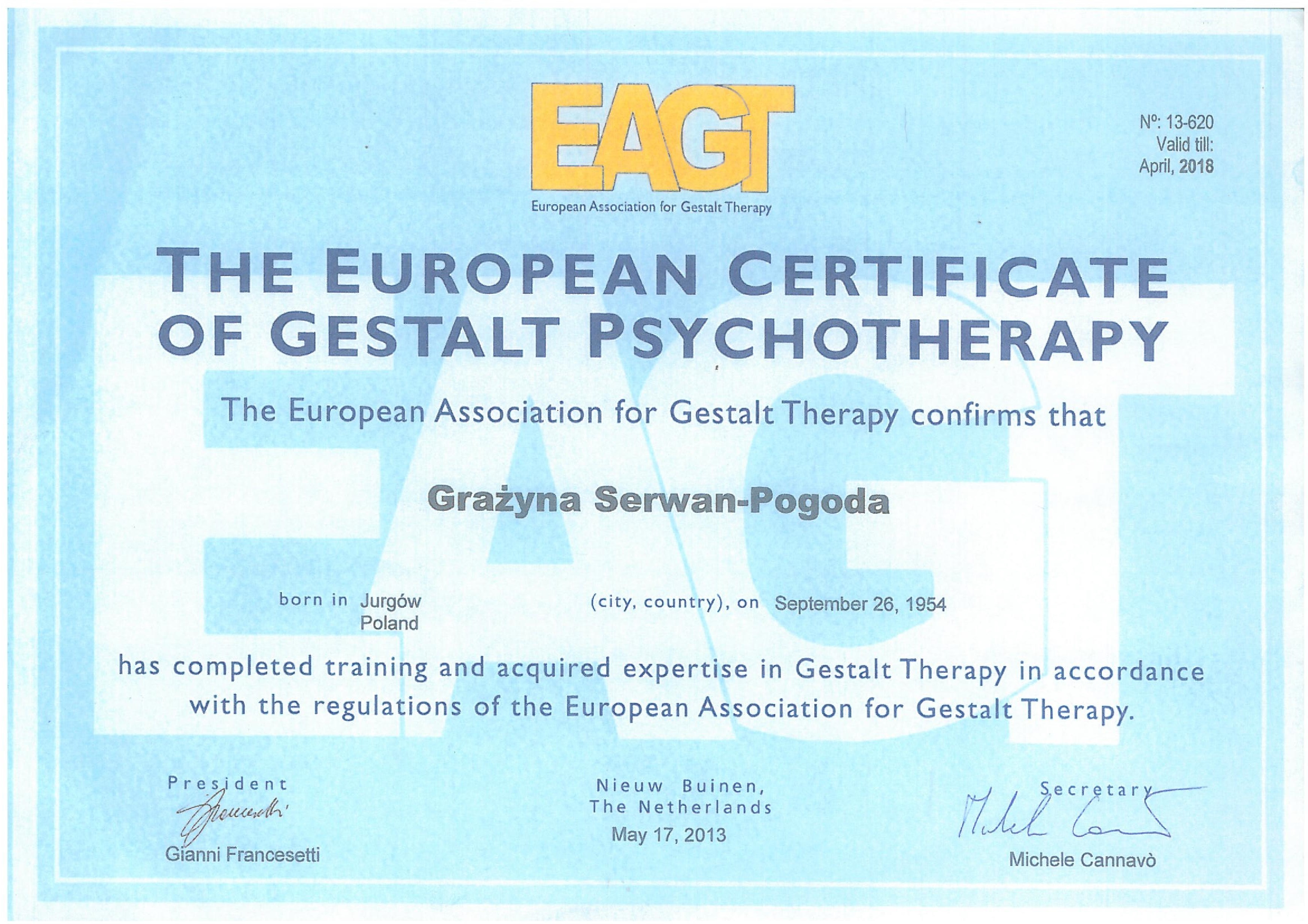 European Certificate of Gestalt Psychotherapy